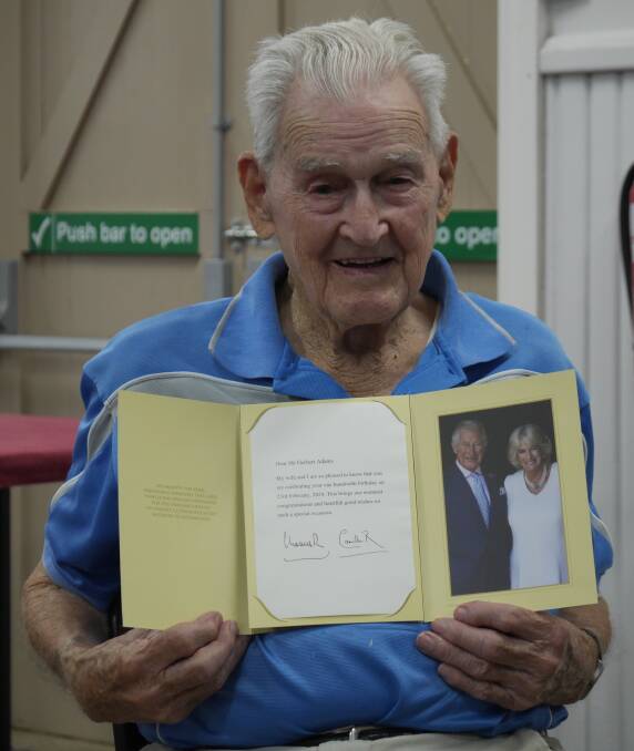 Wagga centenarian Bert Adams received a special letter from King Charles and Queen Camilla. Picture by Andrew Mangelsdorf