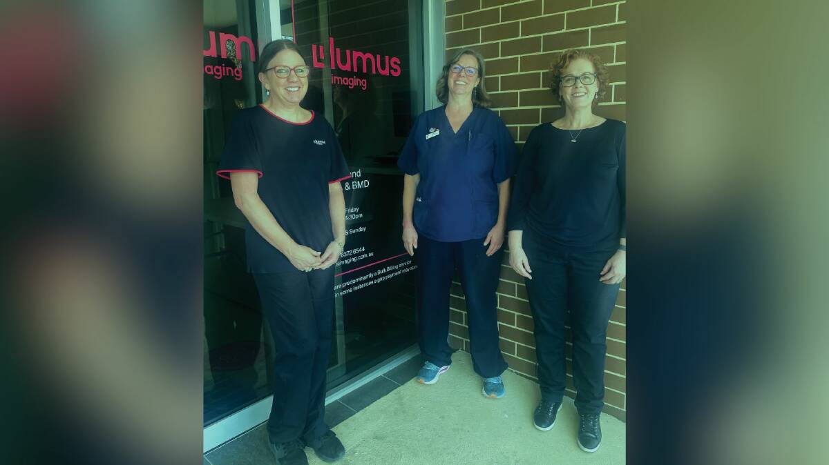 Receptionist Anne Ward with Lead Radiographer Uschi Rowlands and Receptionist Melinda Orth pictured at Lumus Imaging Mudgee. Picture supplied