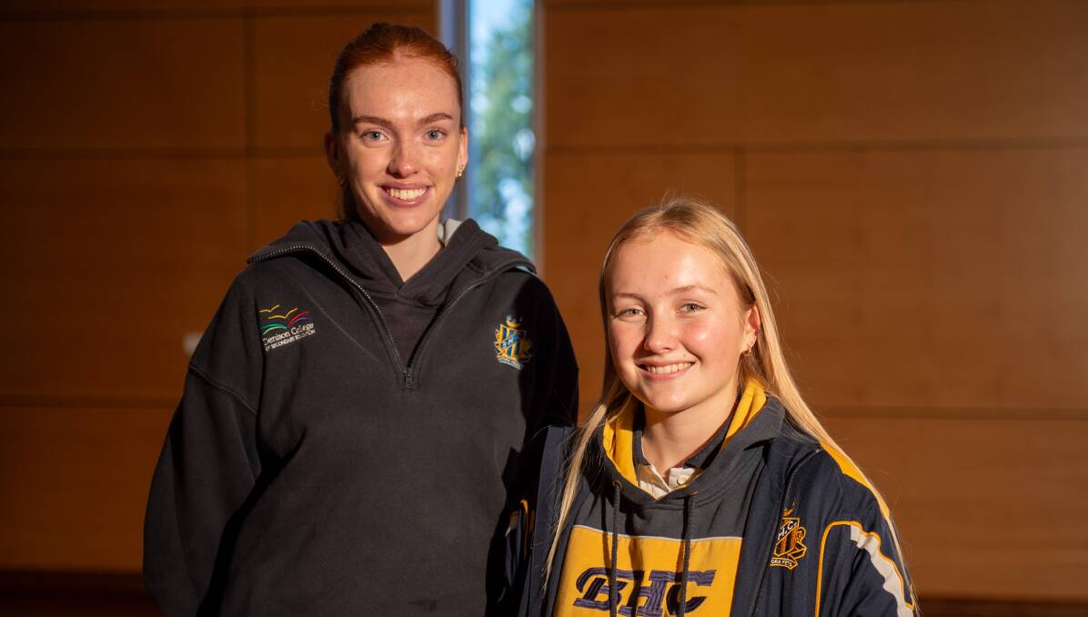 Bathurst High netball co-captains Mimi Taylor and Claire Hawley ahead of Friday's netball game. Picture by James Arrow