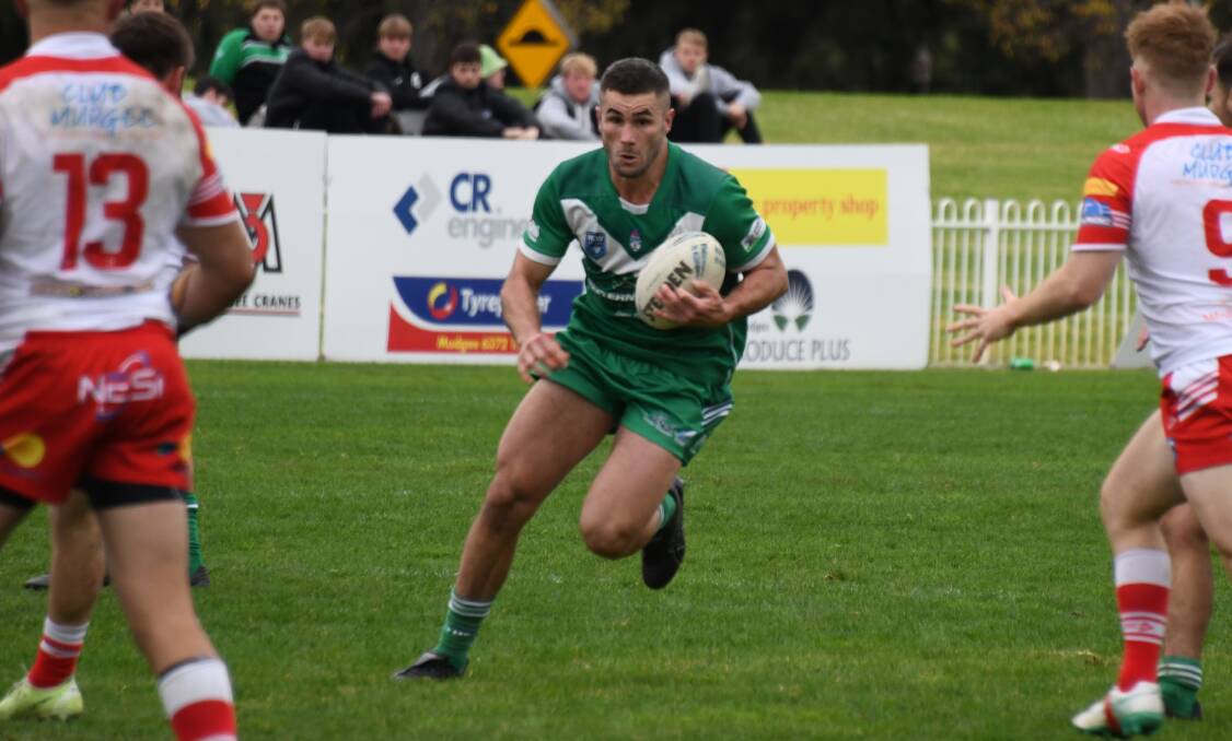 Jarryn Powyer charges forward for Dubbo CYMS during the round six loss to Mudgee. Picture by Nick Guthrie