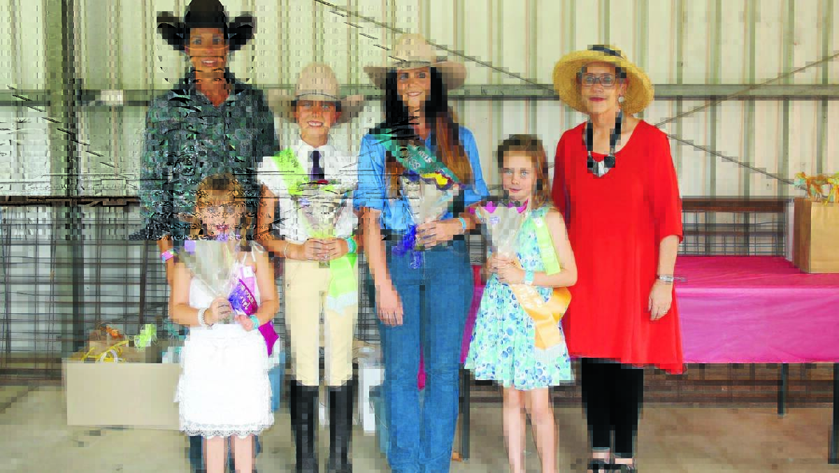 Miss Junior Showgirl winners Leah Hayward, Miah Currie, Tamika Desch and Anya Atkins with judges Krystelle Ridley and Amanda Roach in 2016.