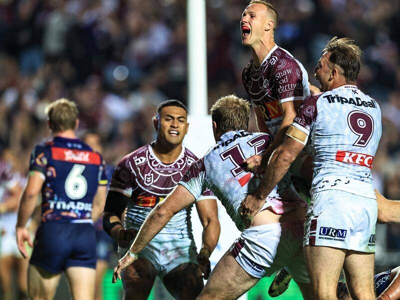 The Sea Eagles have enjoyed a four-tries-to-three win over rivals Melbourne at Brookvale Oval. (Mark Evans/AAP PHOTOS)