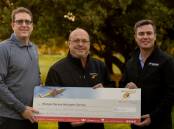 The Westpac Rescue Helicopter Service was one of the beneficiaries of funding from the Moolarben Coal Celebrity Golf Classic. From left to right: Peter Mayson, Richard Jones and Trent Cini. Picture supplied
