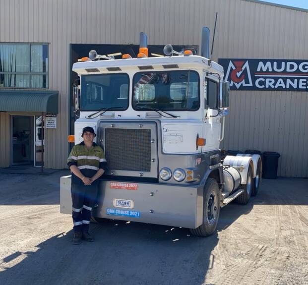 Jamie Tuck-Lee standing in front of the truck he will drive in the 2024 Can Cruise, a 3800 Atkinson 1975. Photo: Supplied