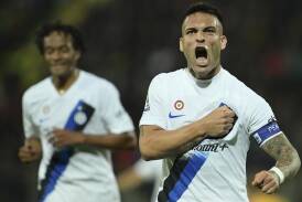 Inter's Lautaro Martinez scored his 24th goal of the league campaign in the 5-0 win over Frosinone. (AP PHOTO)